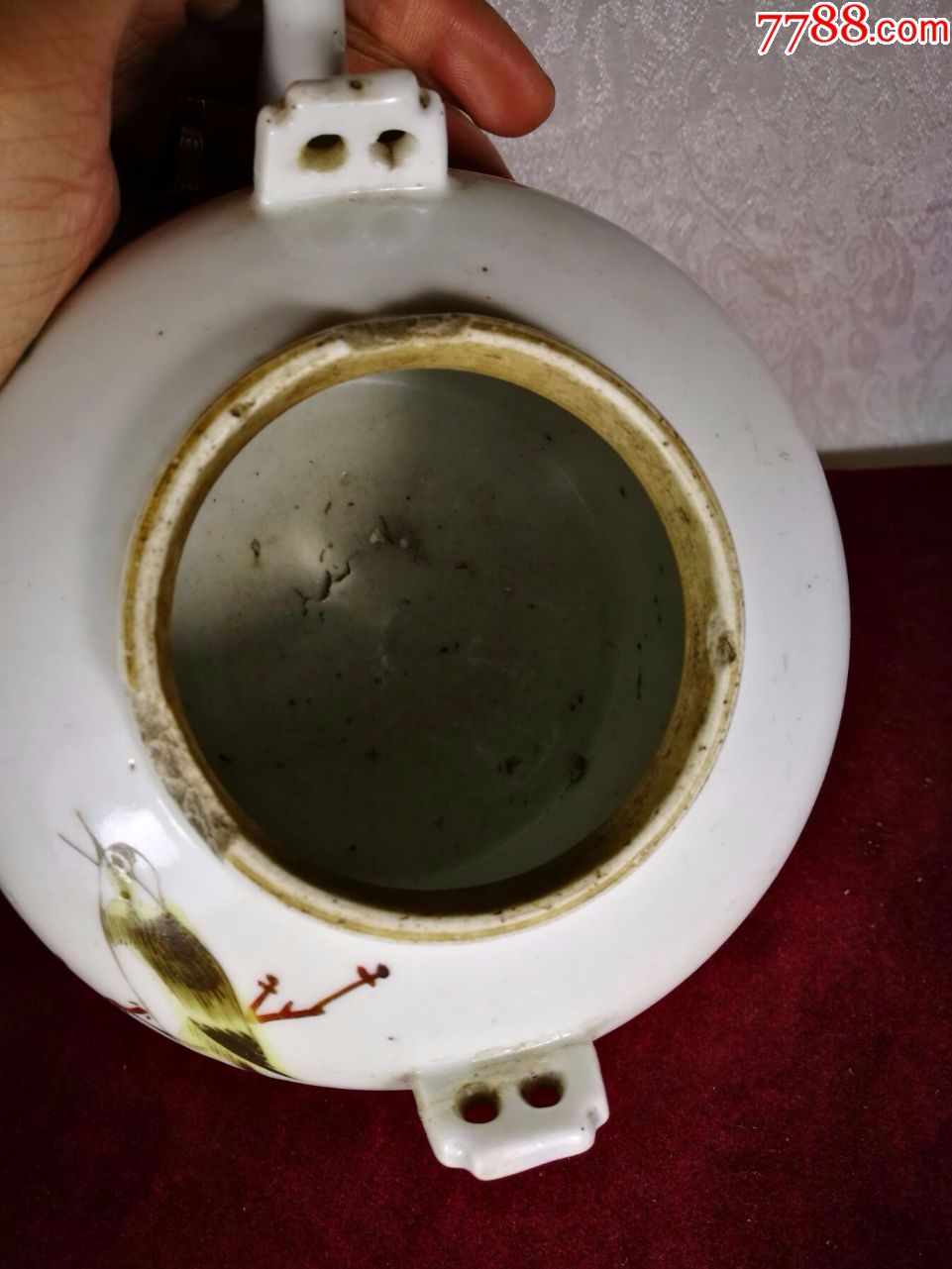 晚清名家张少云作浅绛彩花鸟诗文壶