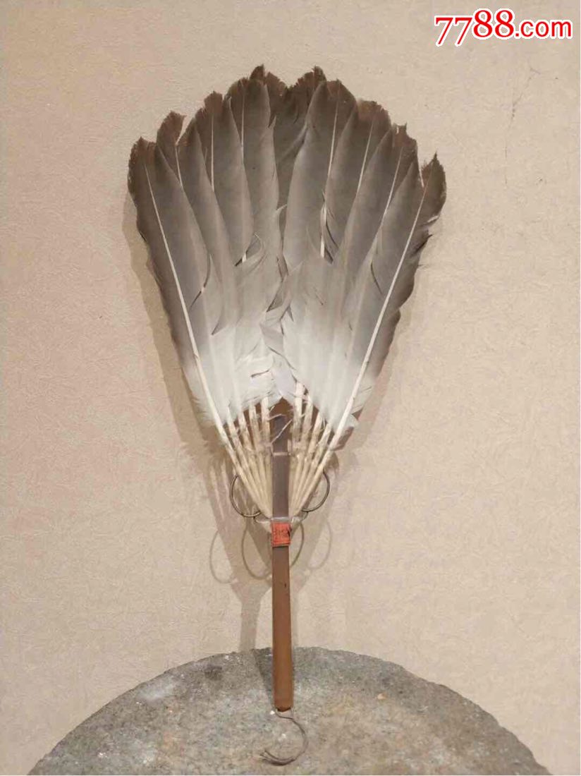 清代羽扇造型精致,工艺一流,长42厘米,喜欢私聊