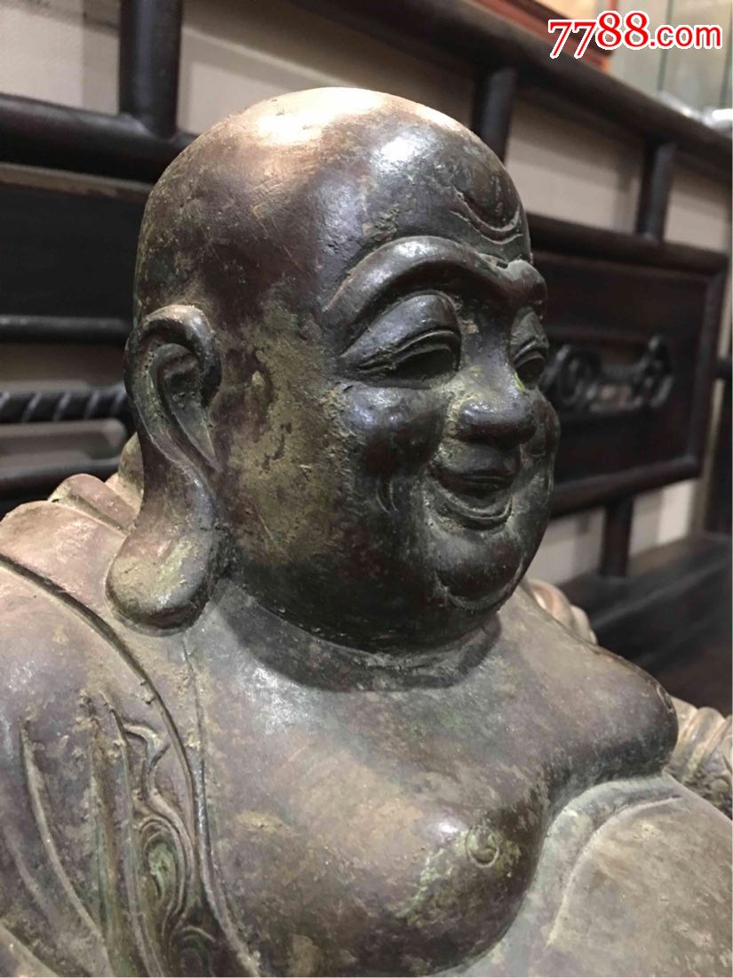 明代紫铜弥勒佛造像老佛像