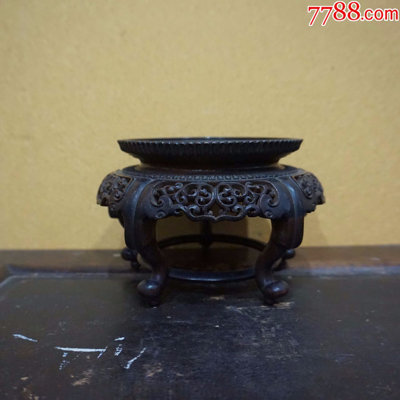 清代古董古玩珍藏杂项收藏品老红木旧家具酸枝木座子底座花架瓶托