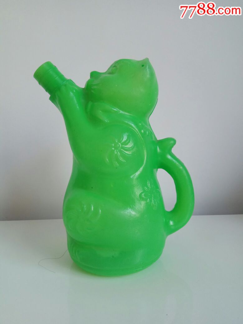 八十年代塑料绿色浇花猫壶花洒怀旧神器
