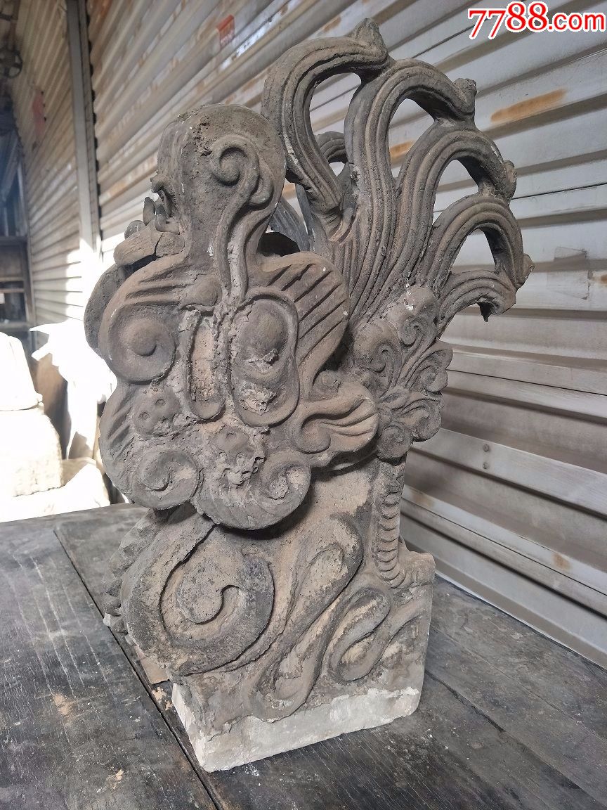 清代成对砖雕龙头(783)