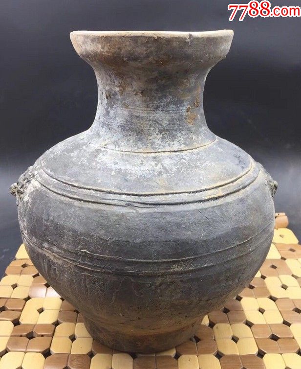 汉代时期灰陶虎头瓶