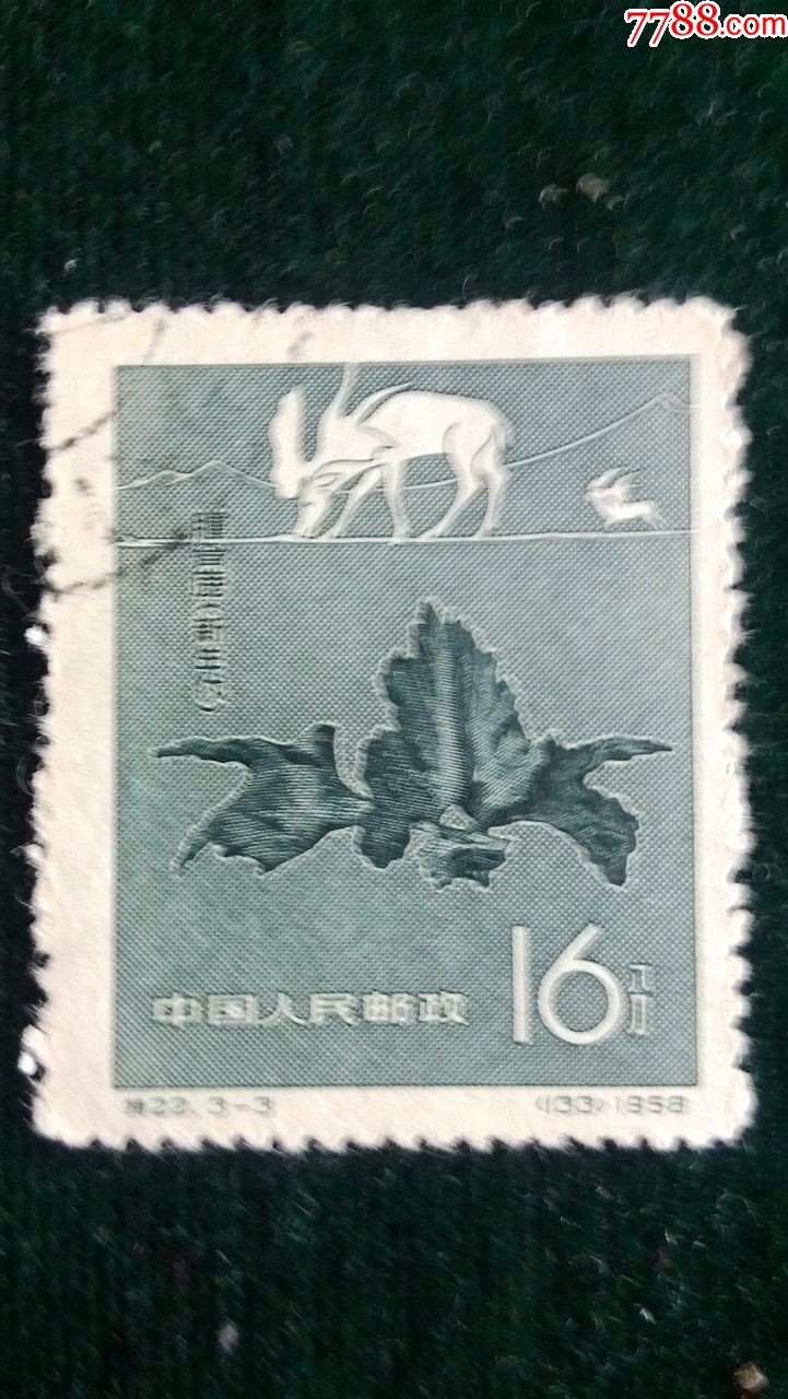特22中国古生物3-3肿骨鹿高面值16分信销票好品