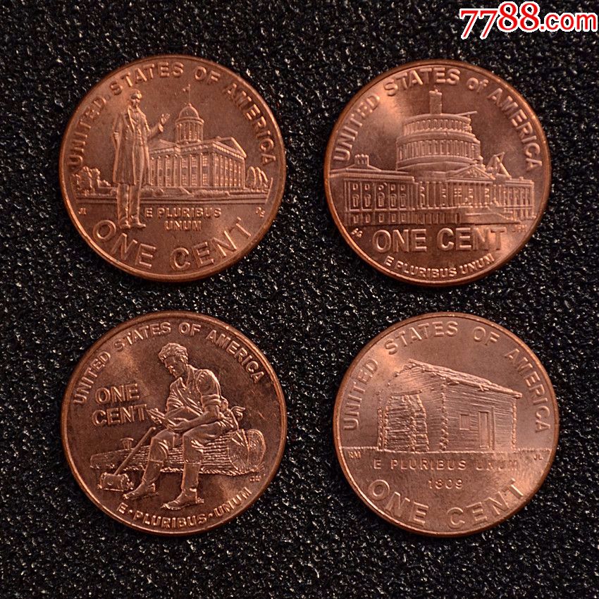 特价美国林肯诞辰200周年硬币4枚1美分保真