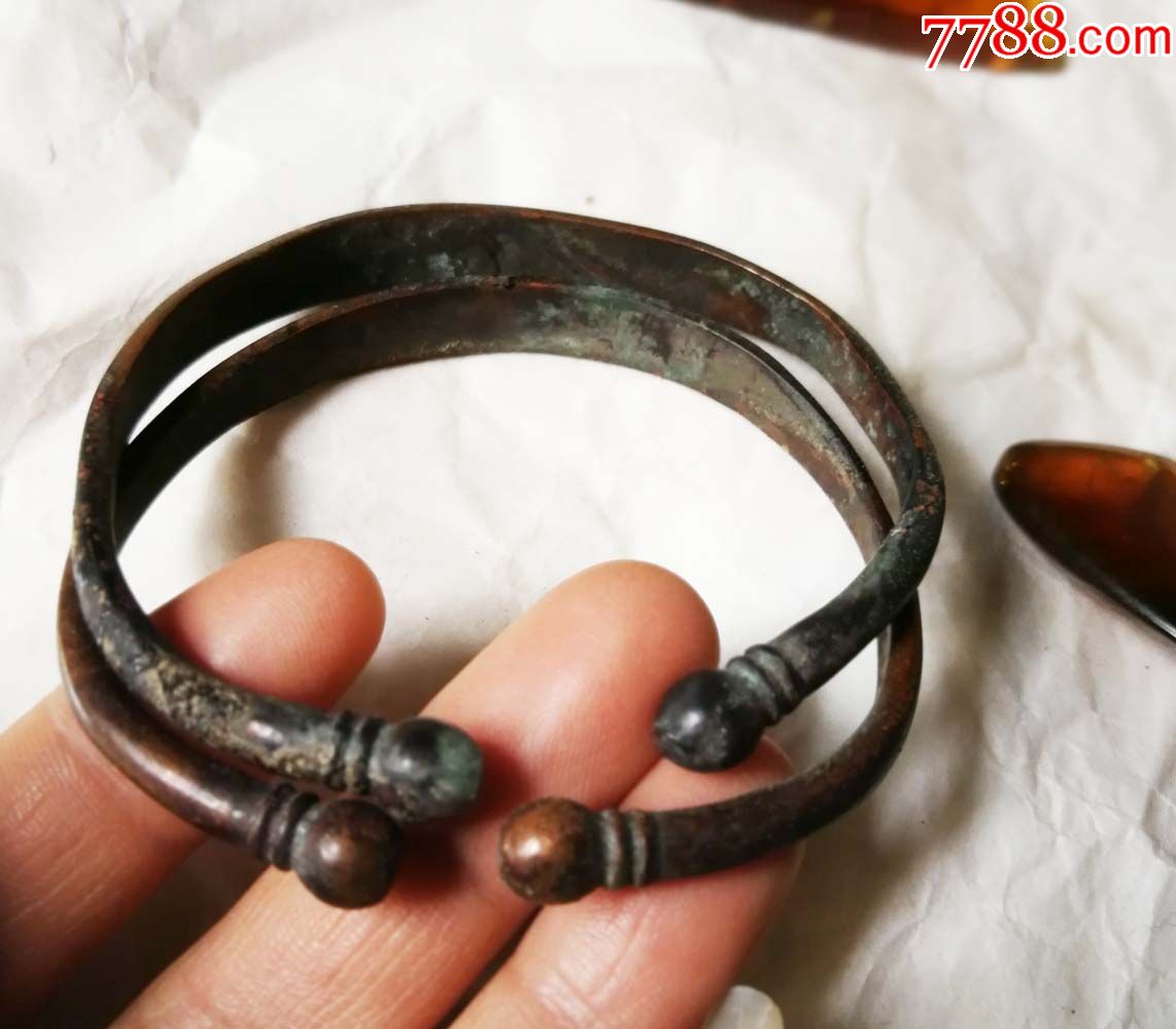 清代铜手镯一对代工艺