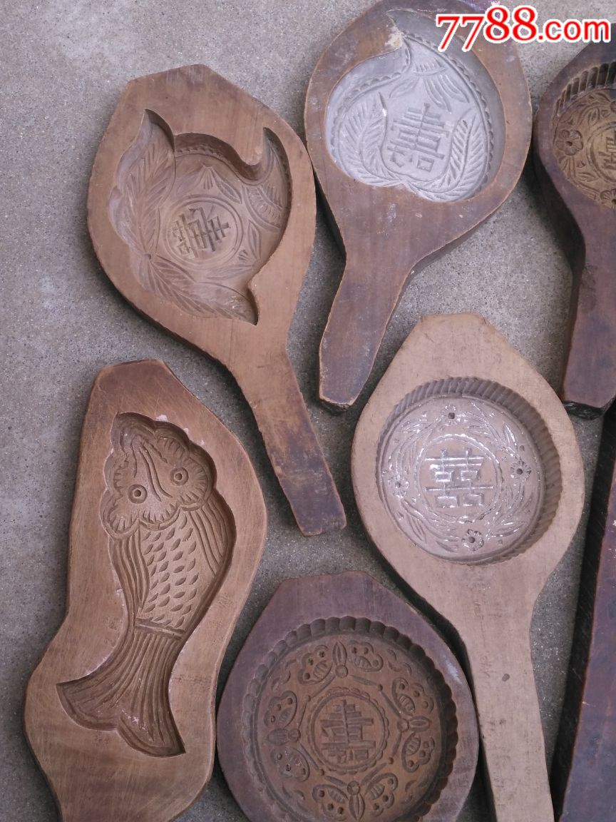 特价民国糕点模具鱼儿莲蓬模具喜字寿字月饼木印模模具diy面点模型老