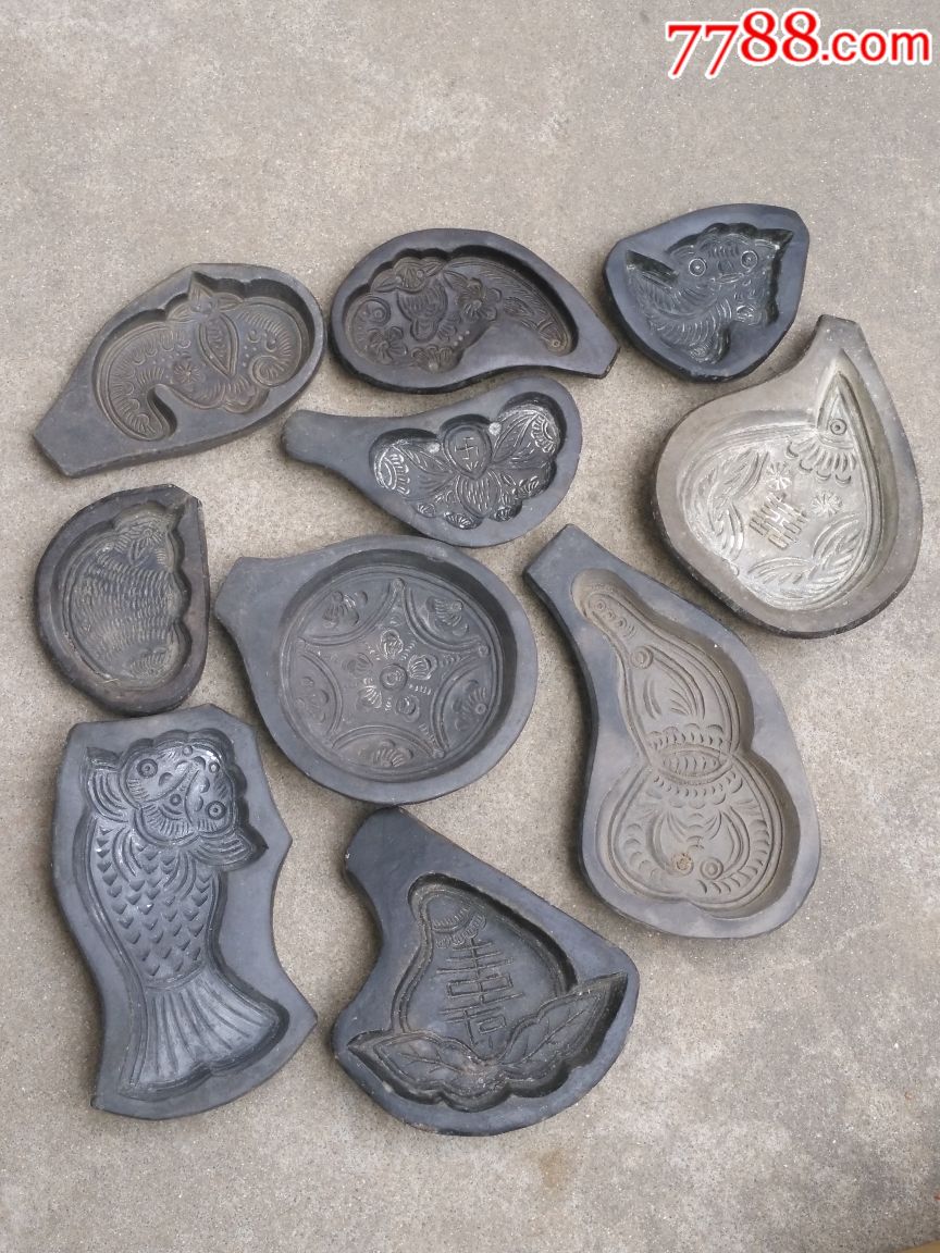 民国陶模具刺猬动物葫芦泥模具寿桃蝴蝶桃子文化民俗老模10个老陶模子