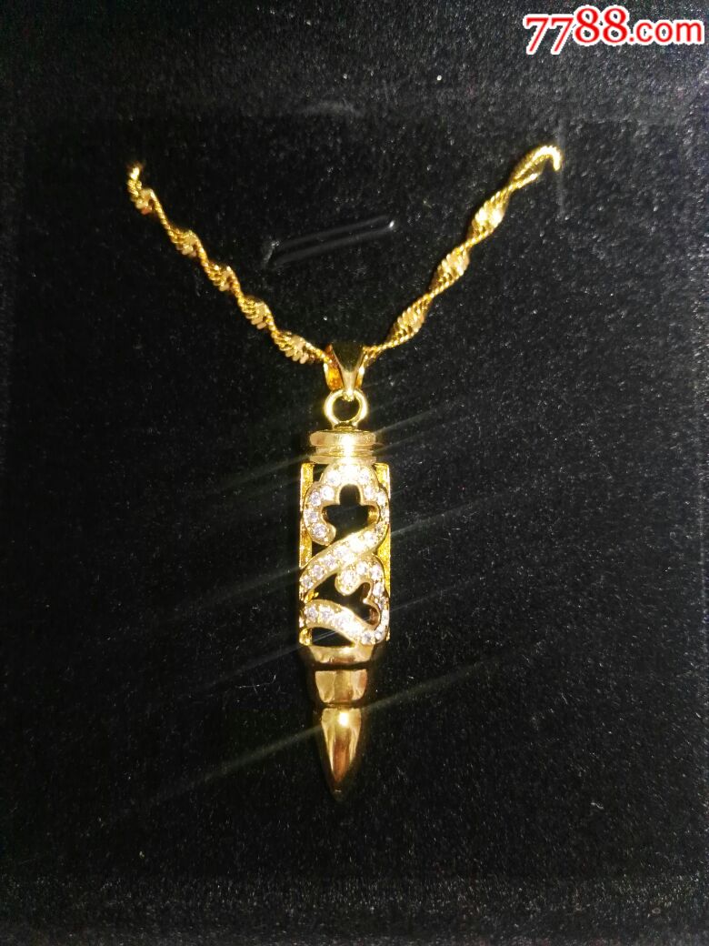 铱金镶钻战狼子弹头项链(全新包邮)