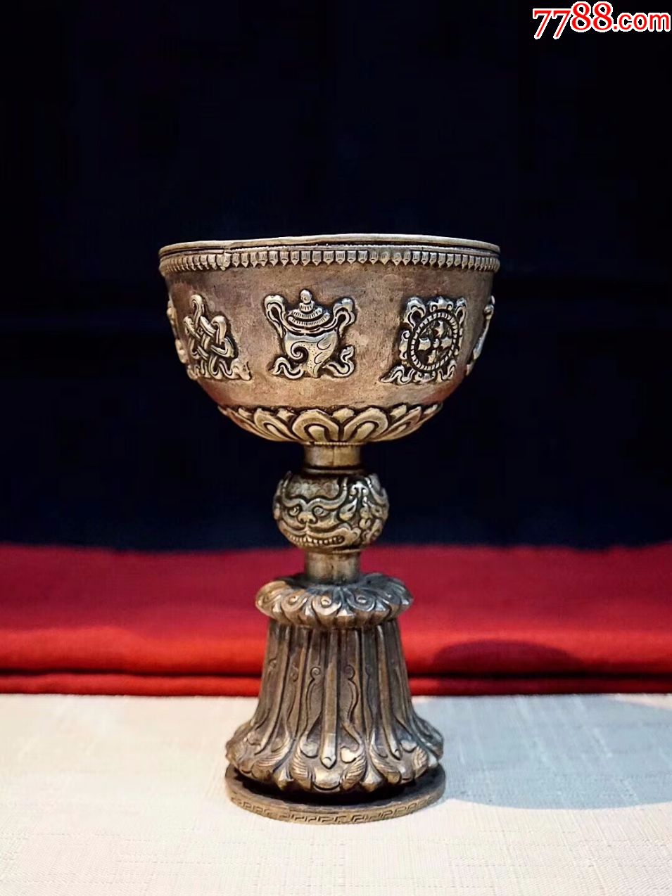 藏地经典铜鎏银老酥油灯_第1张_7788收藏__中国收藏热线