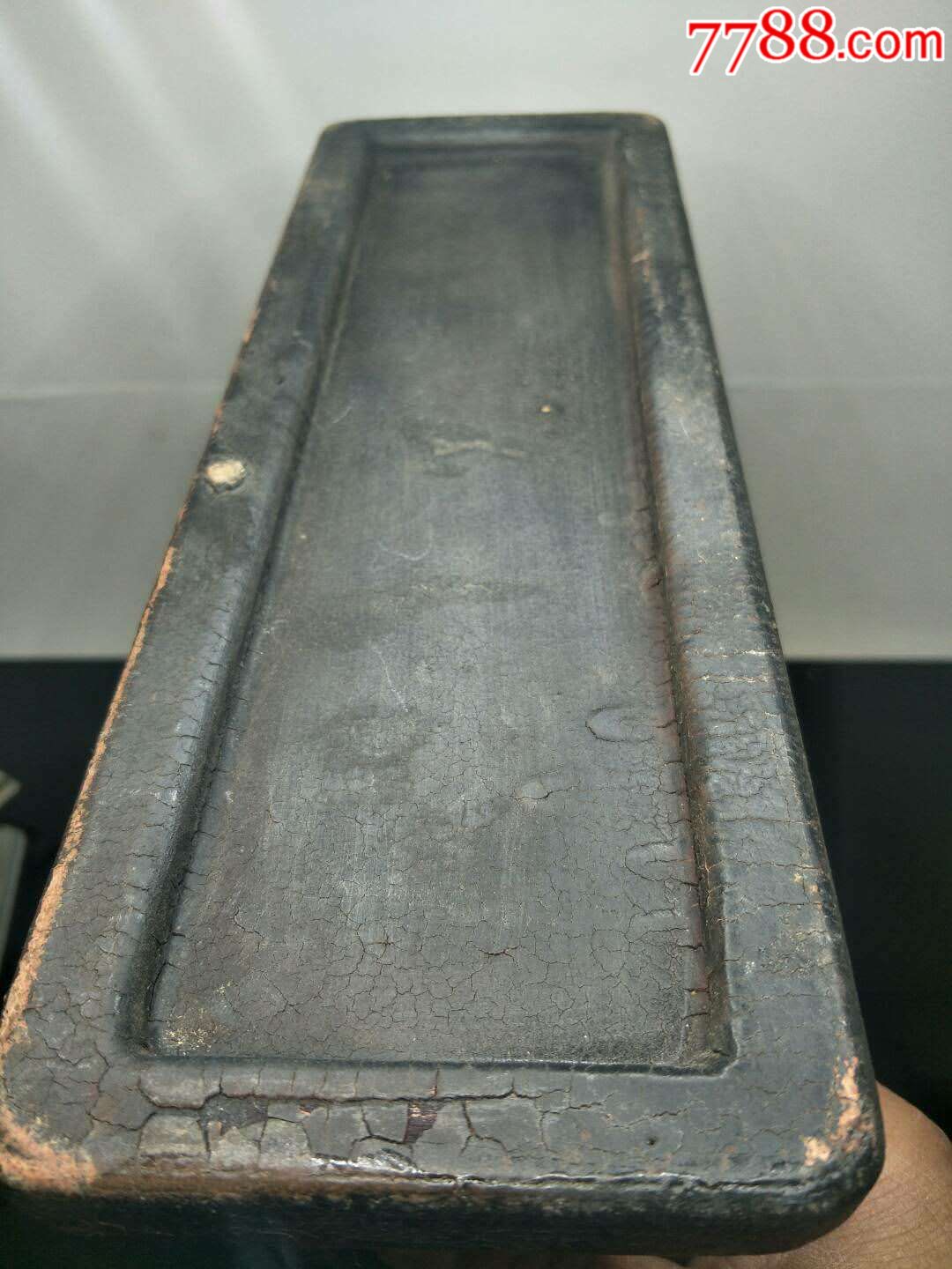 清代文房毛笔架,材质楠木大漆,有彩绘仙鹤图案,品相完好无修补