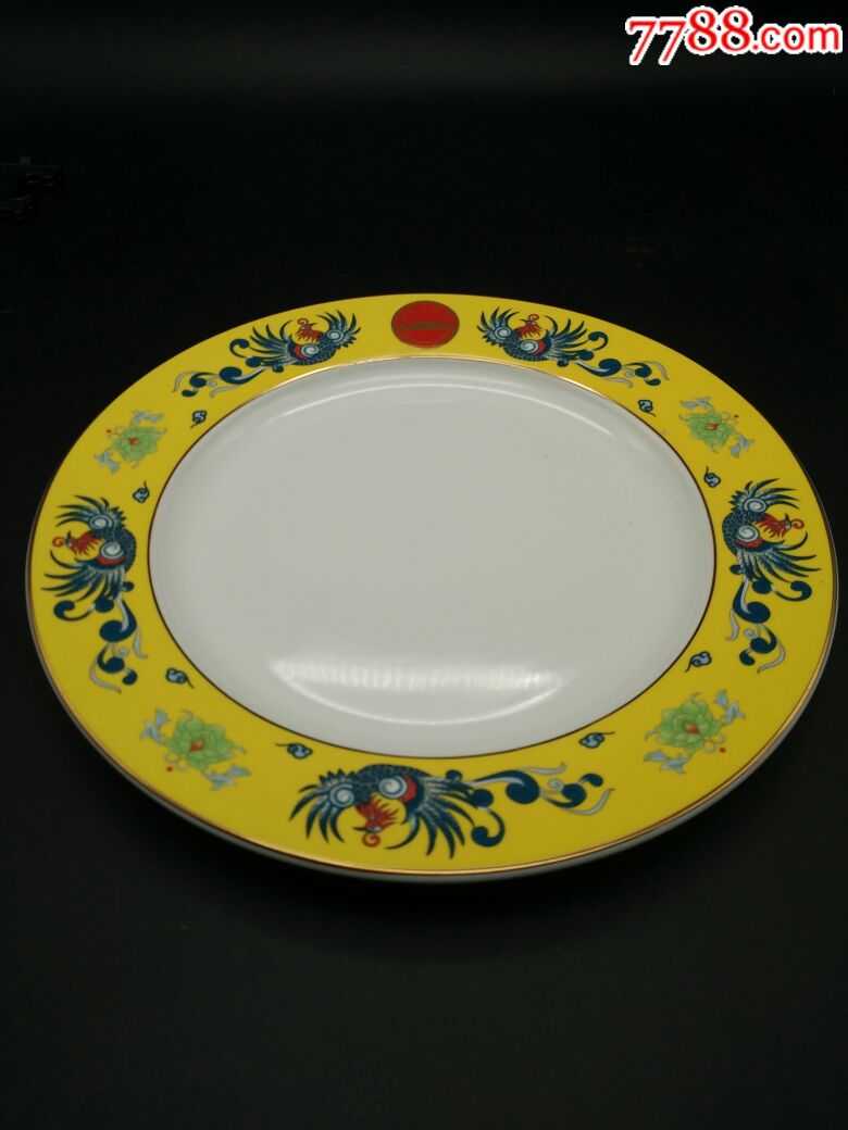 醴陵老瓷器人民大会堂接待外宾用瓷丹凤朝阳画面群力蓝双凤底款