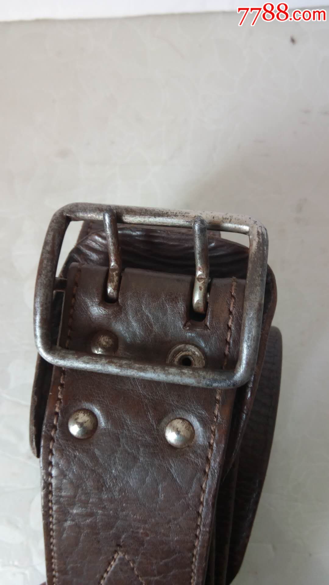 民国时期旧款式纯牛皮铁扣双扣腰带