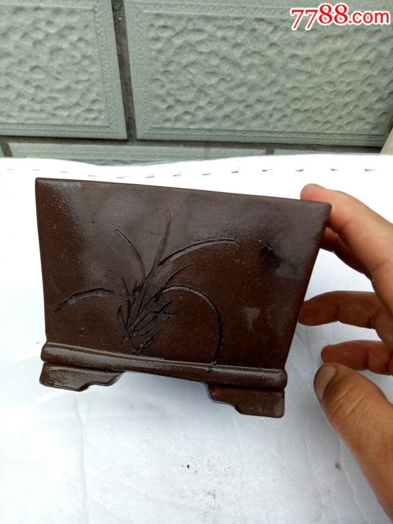 潘矿生制紫砂方花盆,制作精良,全品相无磕碰