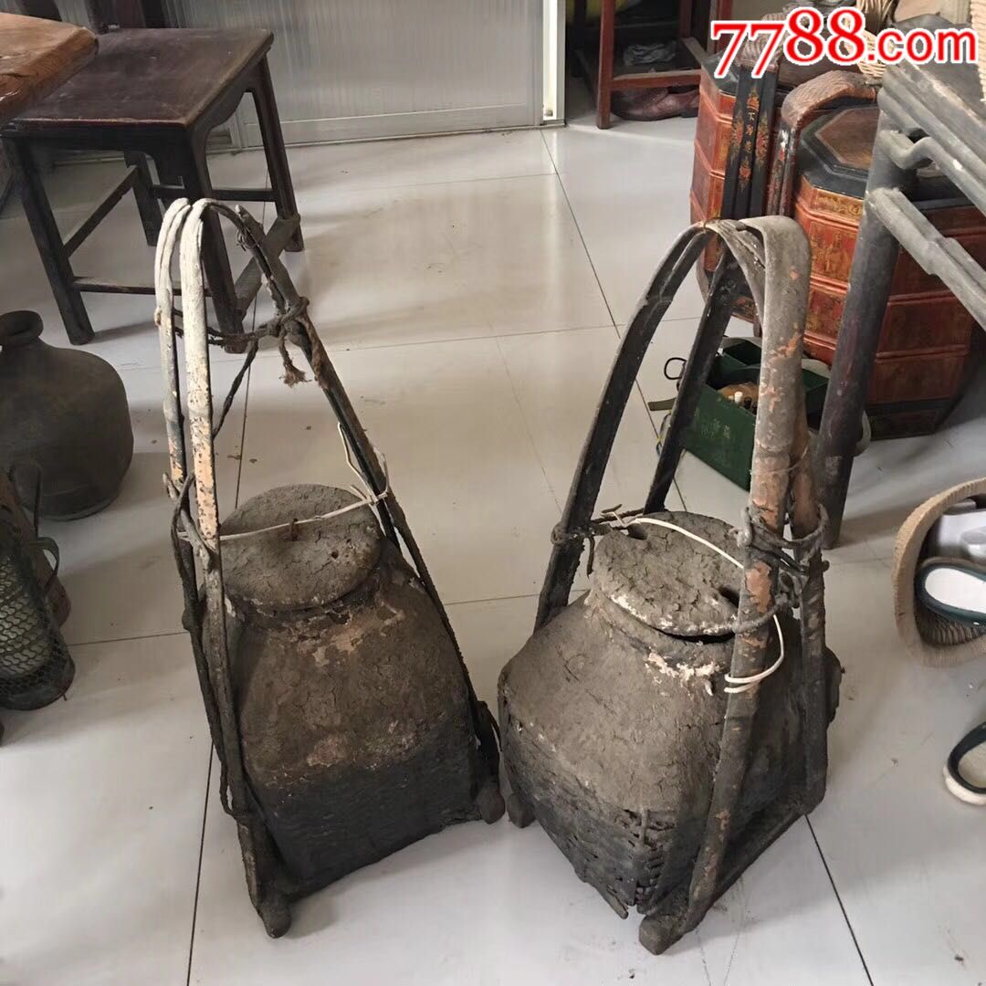 清代油篓一对保存完好值得收藏