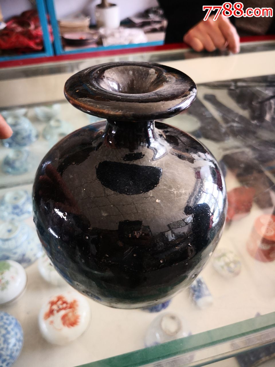 黑釉窑变小口瓶_黑陶_第2张_7788陶器收藏