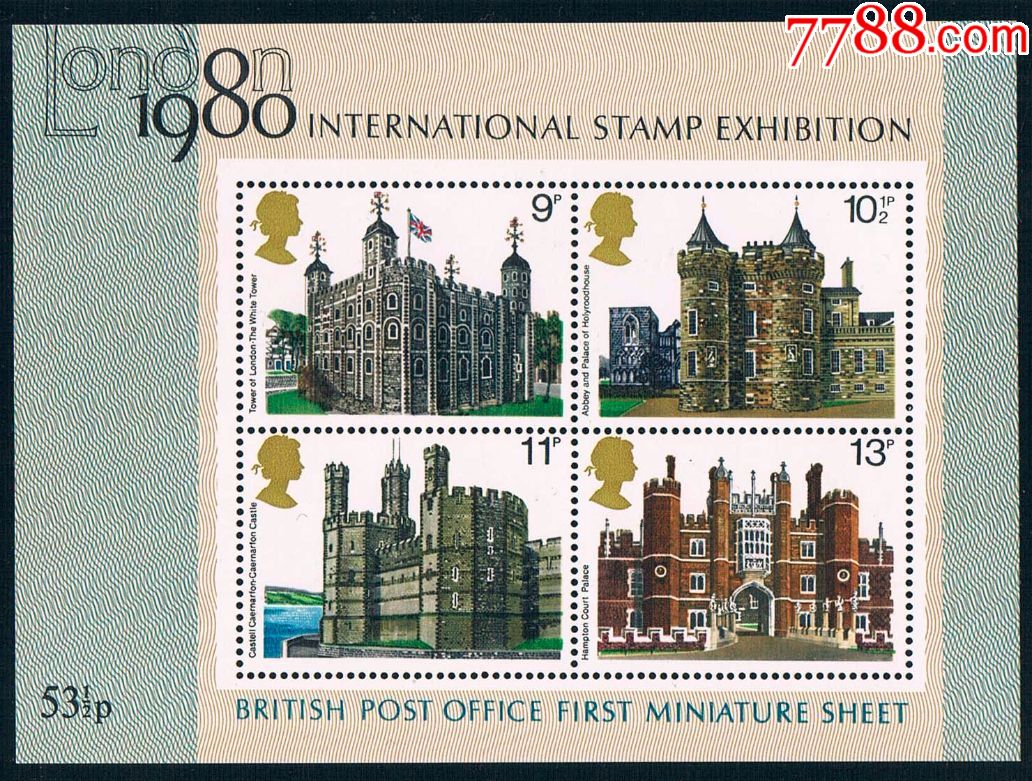 『英国邮票』1980年伦敦邮展英国古堡建筑小全张ms全新