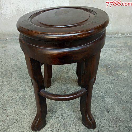 古董老家具民间收藏明清酸枝木老圆凳