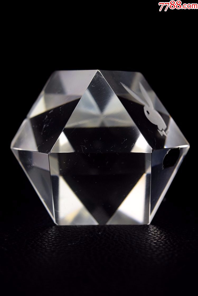 欧美古董收藏品美国文具手工切割水晶玻璃镇纸花花公子配原盒