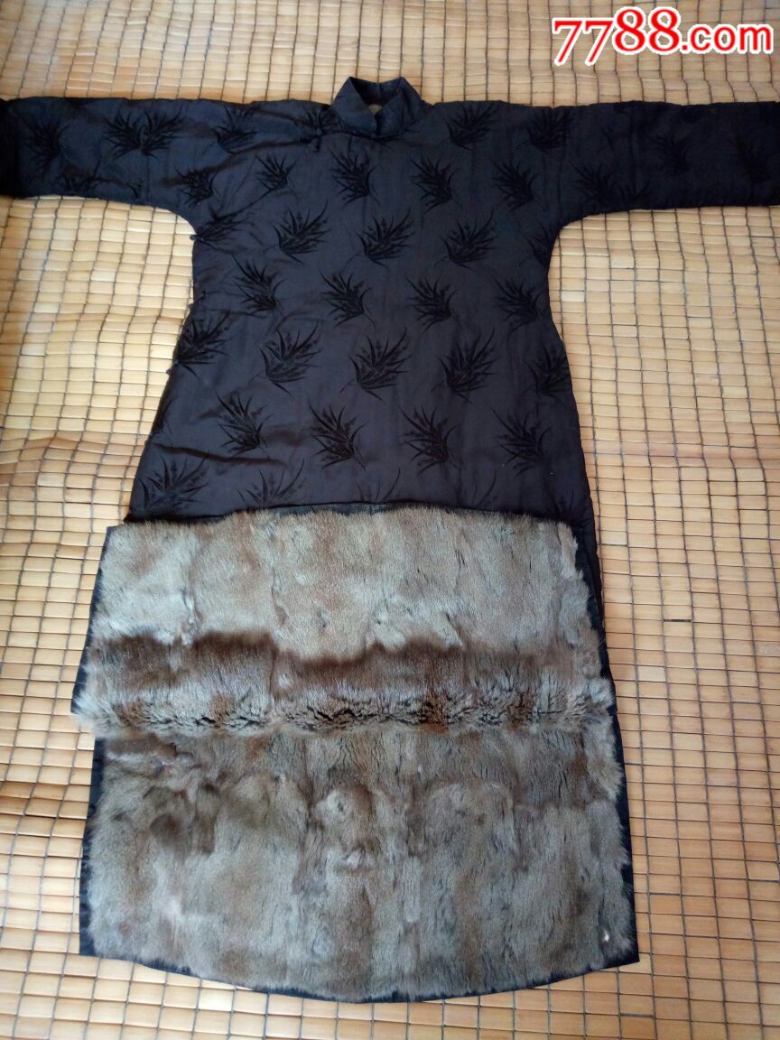 灰鼠皮旗袍,丝绸大襟大袍