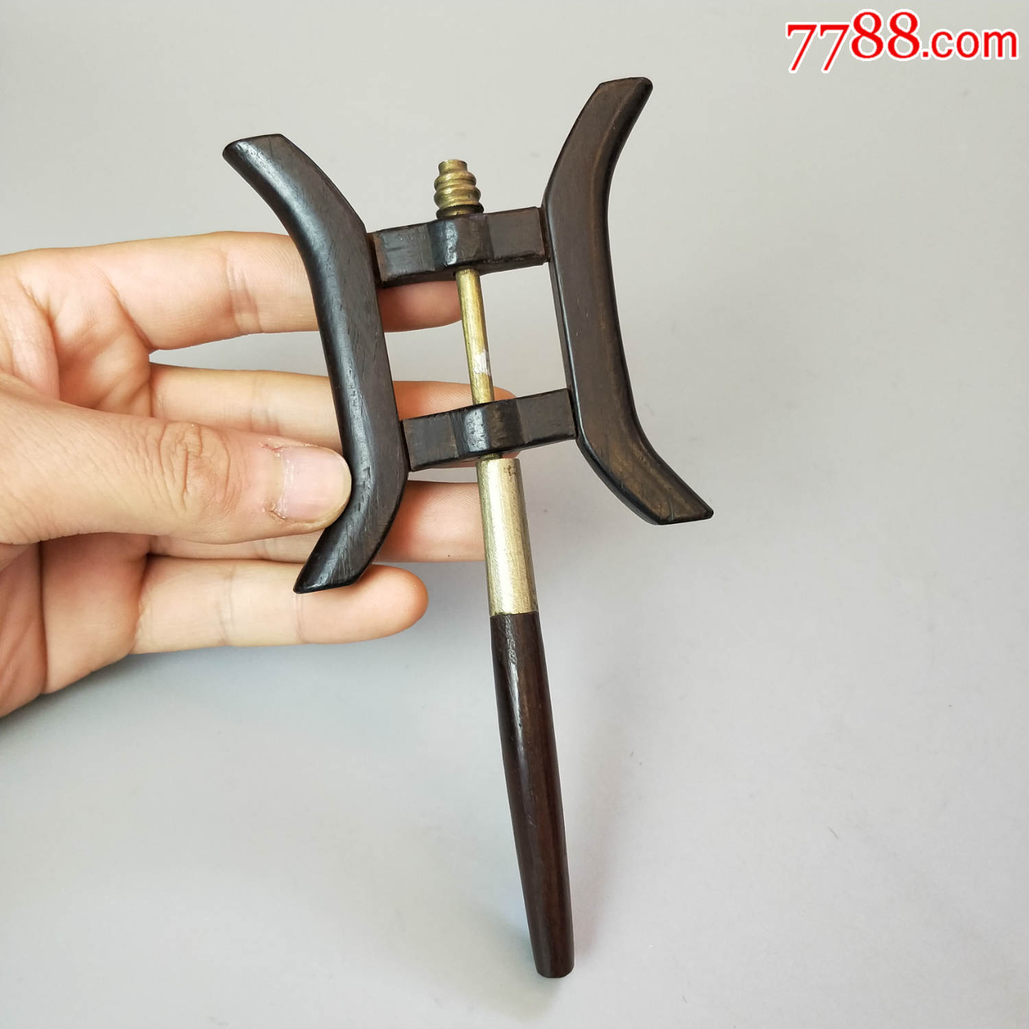 晚清民国老红木风筝线轴线板大红酸枝线把子老木器民俗玩具收藏