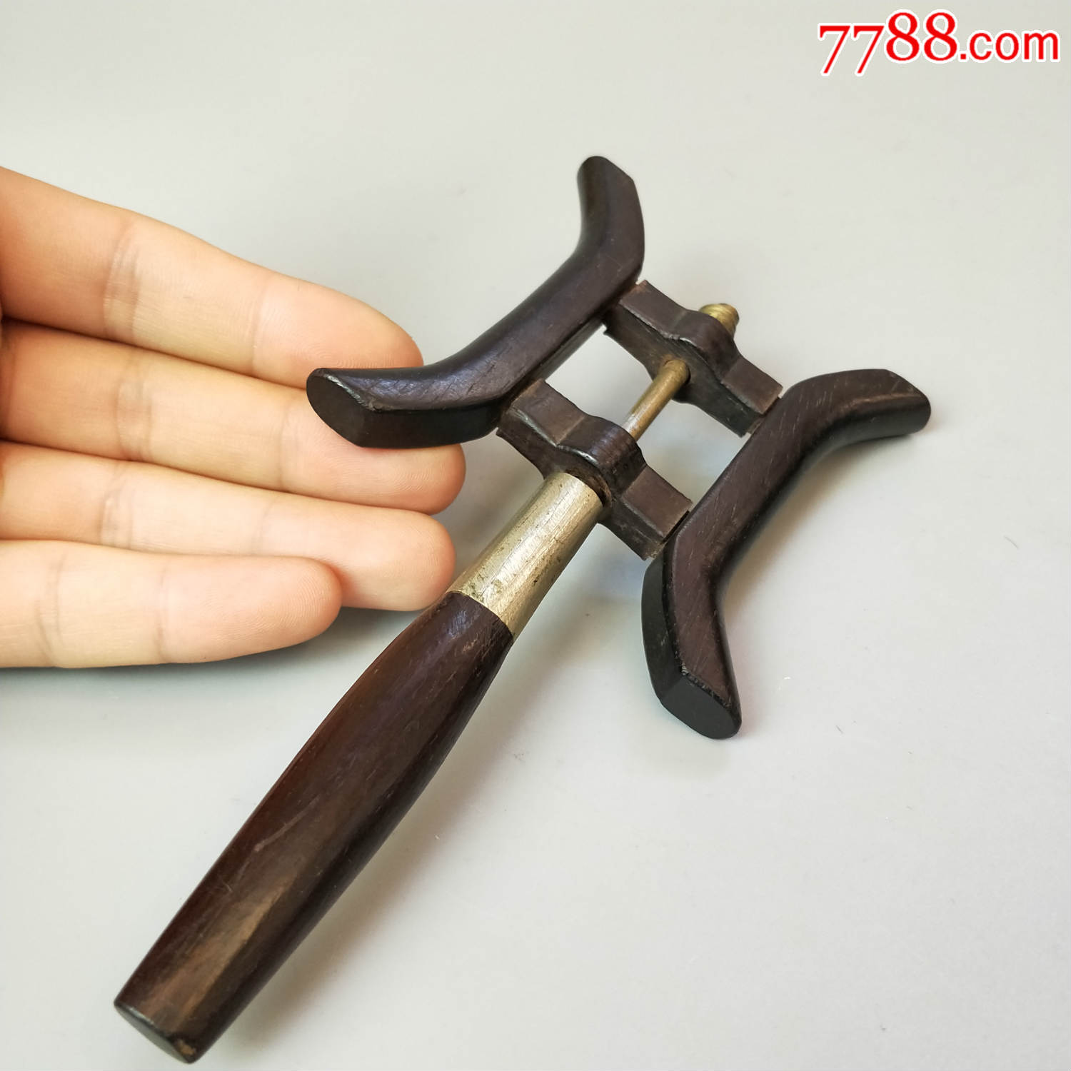 晚清民国老红木风筝线轴线板大红酸枝线把子老木器民俗玩具收藏