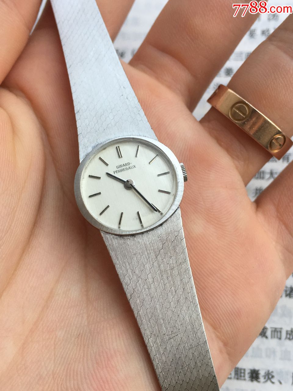 芝柏18k白金女表手动机械