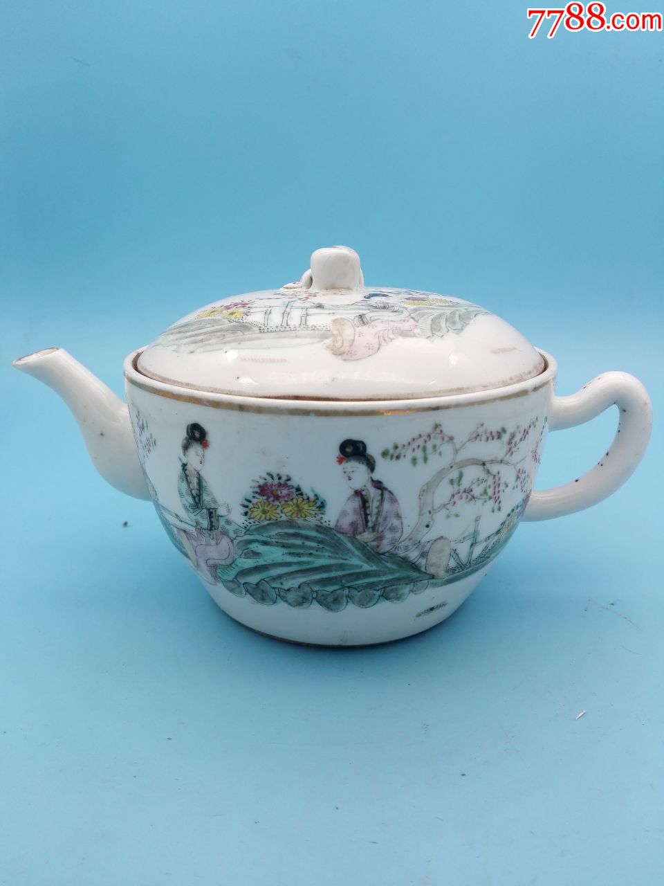 民国早期和顺作浅降彩美色清华纹参汤壶