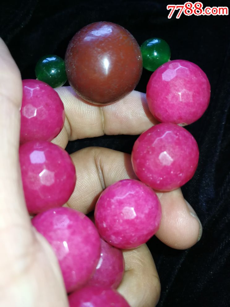 清代直径2,0老碧玺十八子手串,包老,保真