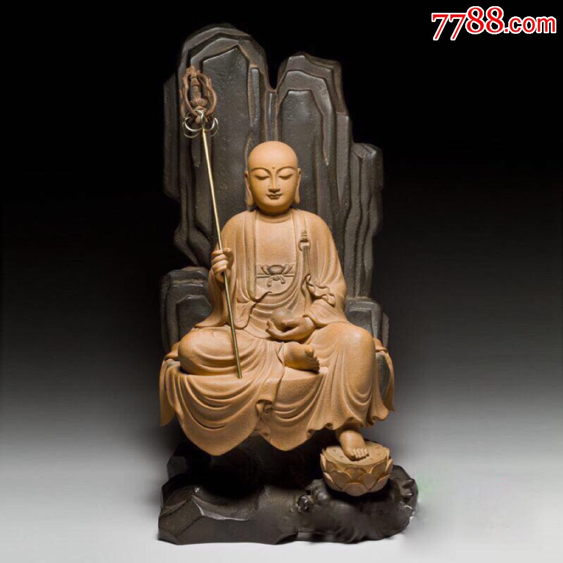 林昭发石雕收藏地藏菩萨佛像铁丸石