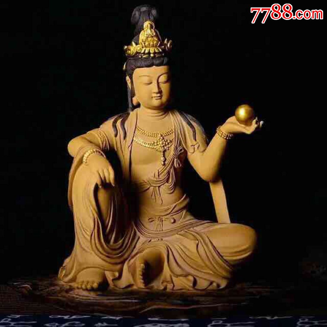 林昭发石雕收藏宝珠观音佛像