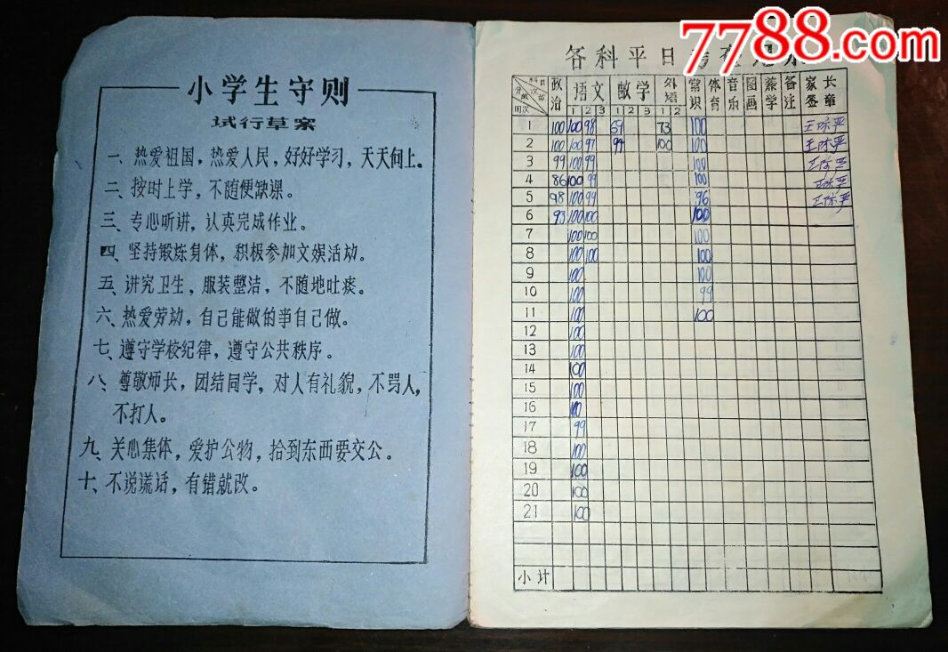 1980年山东青岛观象二路小学【学生手册】