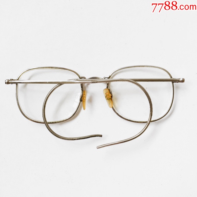 西洋古董眼镜/1940年美国制镍合金怀旧框架/弹性耳扣/老民国收藏