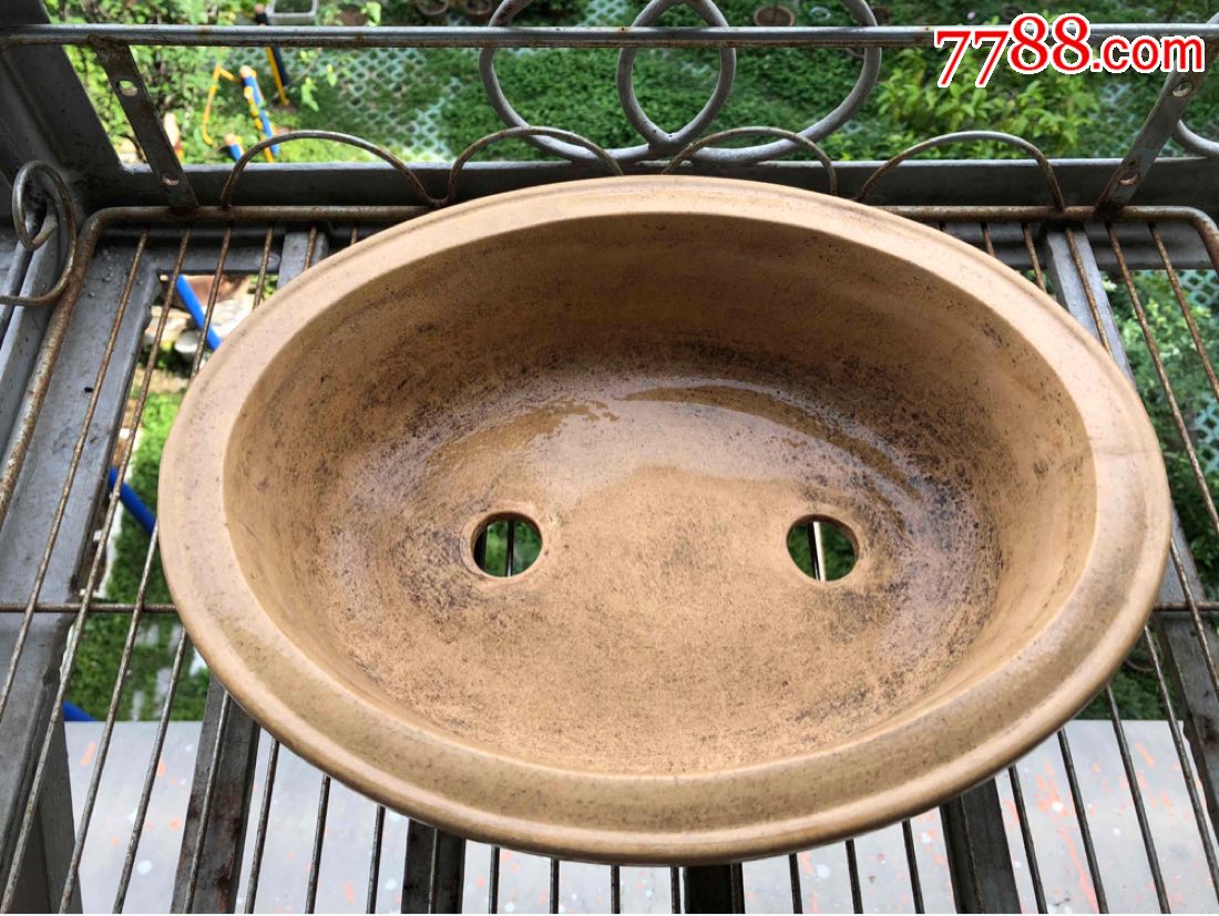 80年代老紫砂花盆,段泥料四季长春,底款中国宜兴,盆