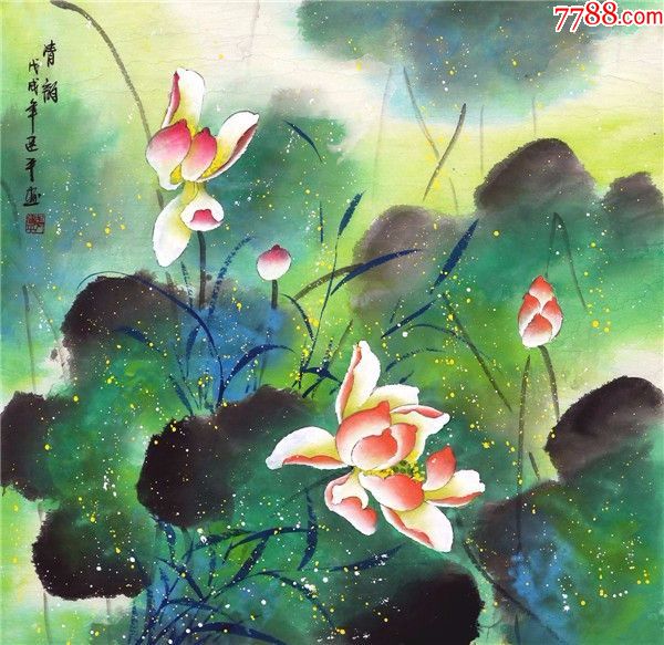 首页 零售 花鸟国画原作 >> 张建平·四尺斗方荷花_价格150.