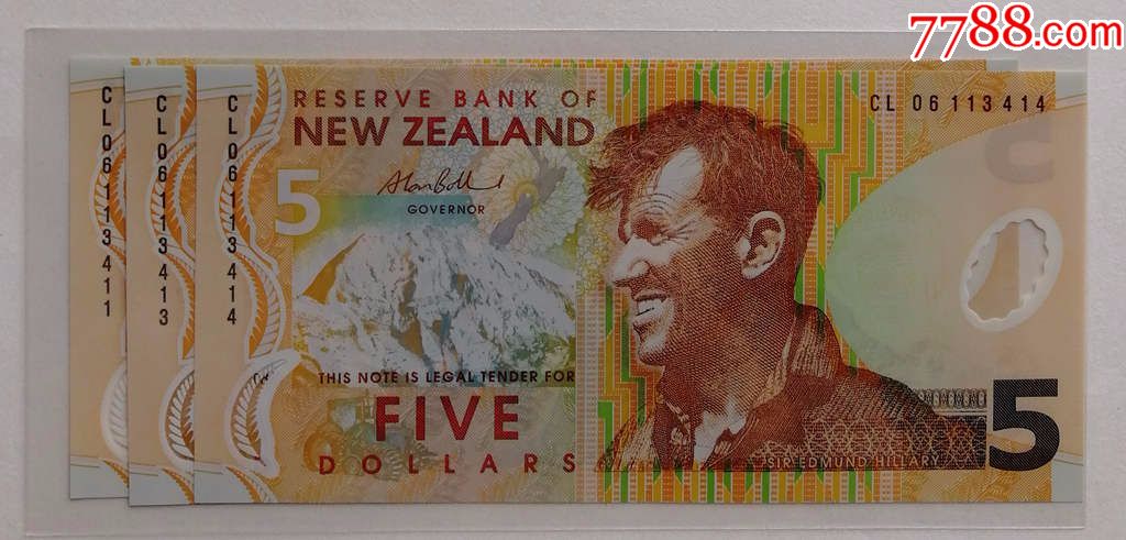 全新unc大洋洲-新西兰塑料钞1999年外国钱币新西兰5元塑料钞