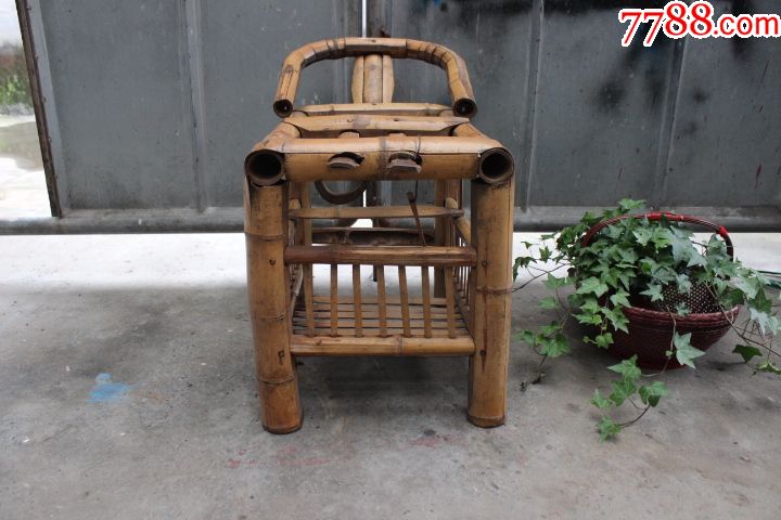 民俗老旧家具竹制老式婴儿站椅儿童椅农家乐摆设复古会展装饰