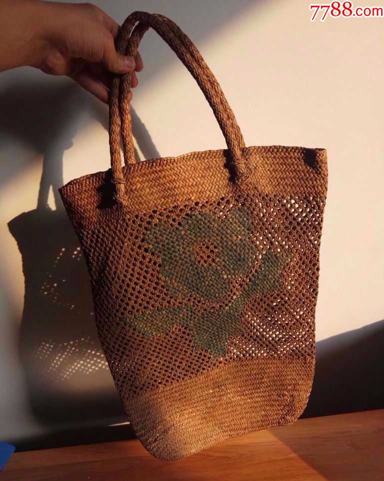 民国前后手工编织的拎兜--很少见什么材质编的不知道