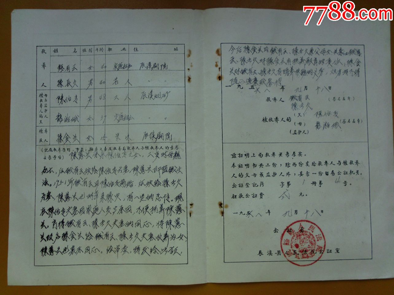 收养关系证明书------少有