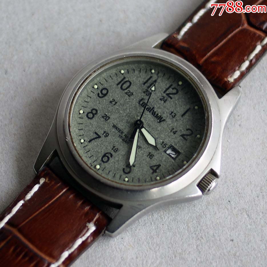 coralway手表军表款灰盘手表日本机芯走时准确