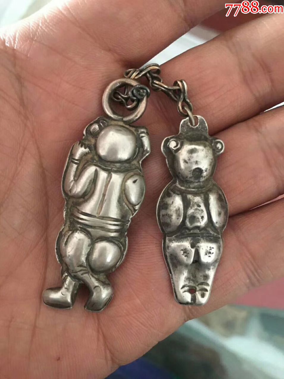 清代银娃娃一对