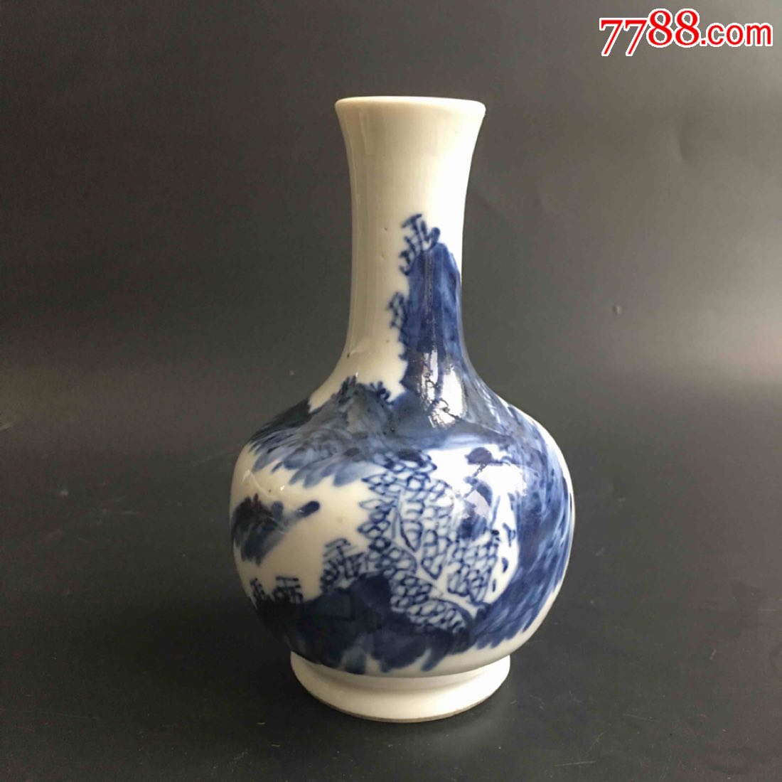 清同治青花山水工胆瓶