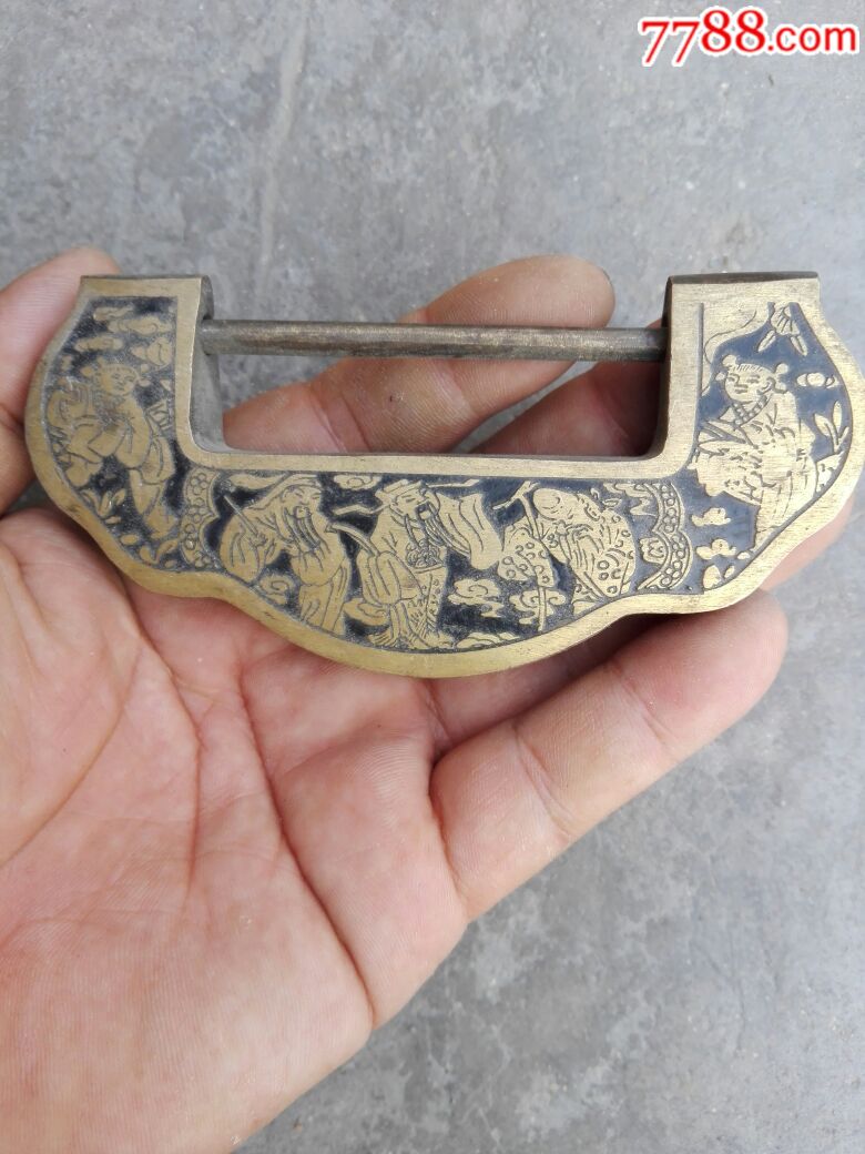 乡下收的八仙古铜锁