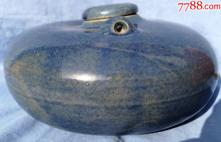 清代蓝釉暖壶我国冬天睡觉暖被窝用盖有窑裂