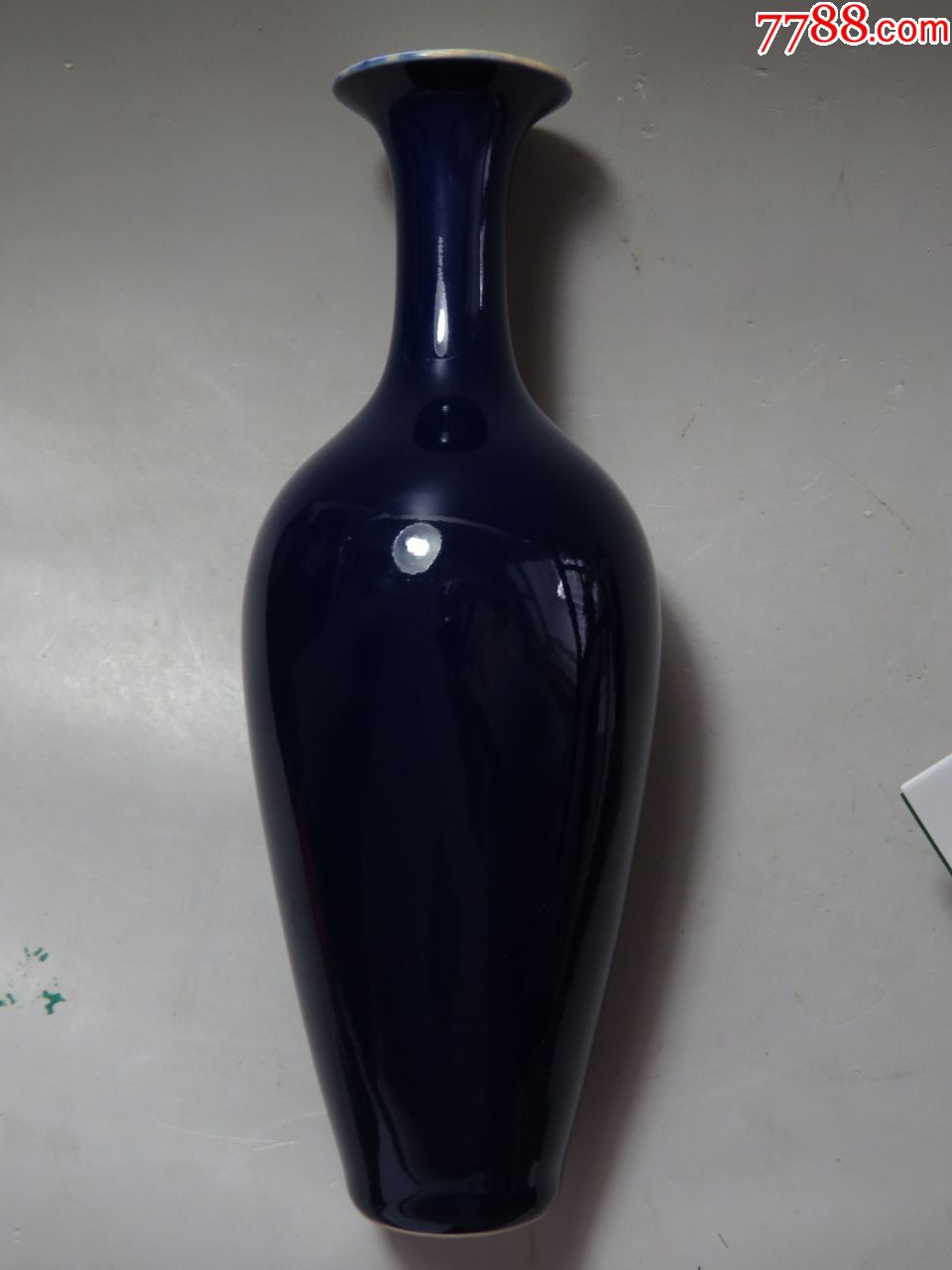 国营瓷厂仿古霁蓝釉观音瓶_蓝釉瓷_第1张_7788瓷器