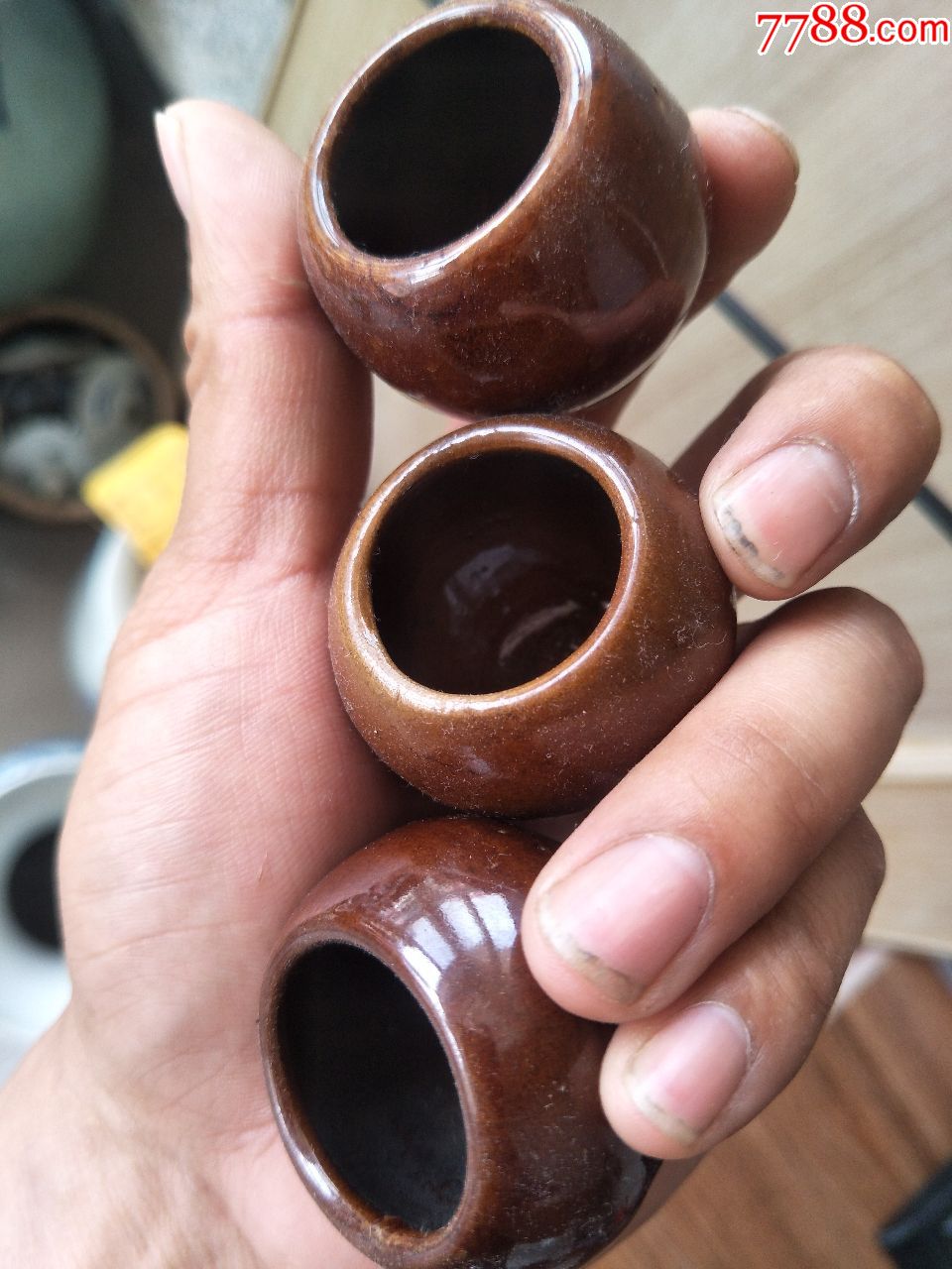 清代三个紫金釉老拔罐.包老包快.