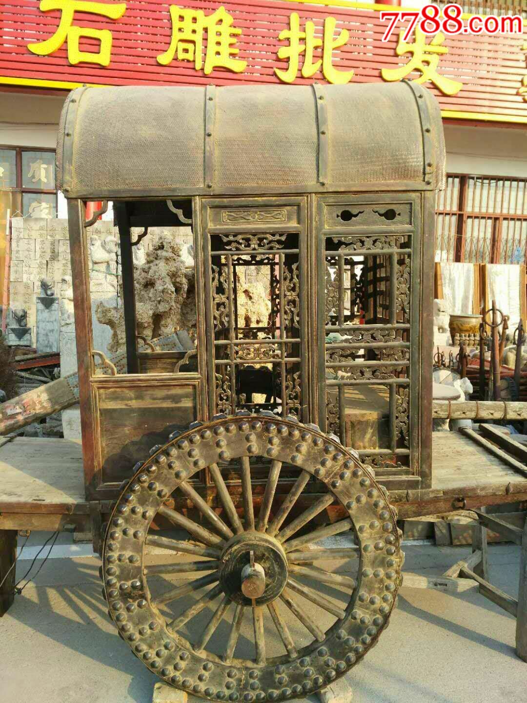 清代榆木马车,包浆浓厚,品相完整