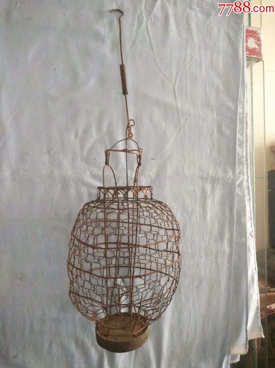 清代铁制老灯笼架,尺寸34-16cm