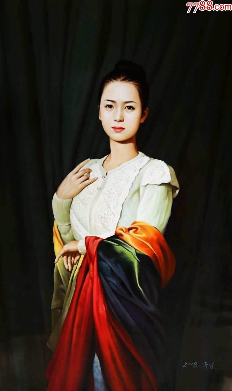 朝鲜画朝鲜油画朝鲜人物油画朝鲜一级画家车国南