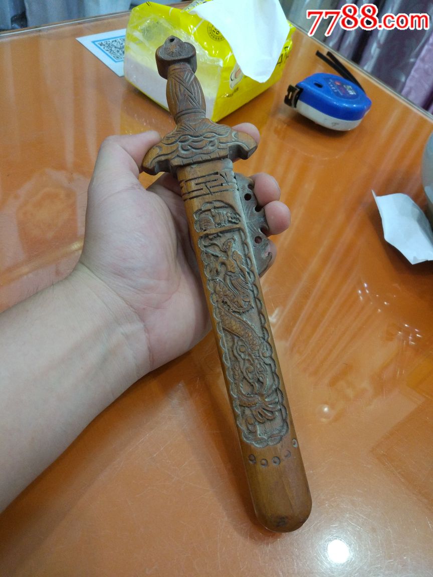 老木雕花板老花板老画板木剑